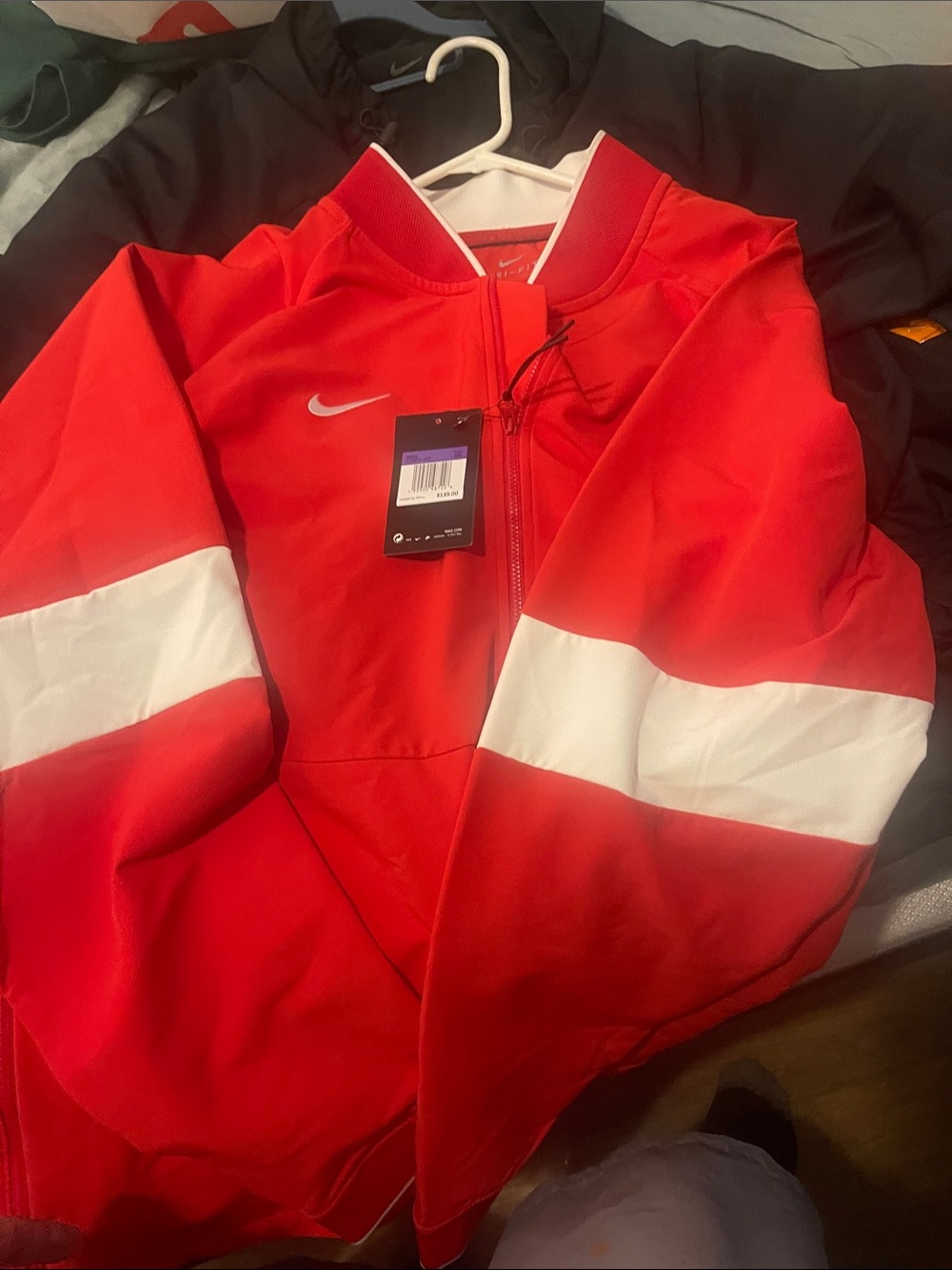 Nike Red and White Athletic Zip Jacket